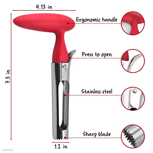 Apple Core Remover Tool Professional - Apple Core Remover Stainless Steel Pineapple Corer Non-slip Grip Tomato Corer Tool - Red Apple Corer Remover and Pinapple Decorer for Kitchen Apple Corer Tool