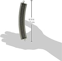 Vista 2 de Bachmann Trains - Snap-Fit E-Z TRACK 11.25” RADIUS CURVED TRACK (6/card) - NICKEL SILVER Rail With Grey Roadbed - N Scale, 8