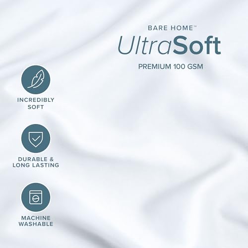 Image of Bare Home Microfiber Pillow Cases - Standard Size Set of 2 - Cooling Pillowcases - Double Brushed - Easy Care - Envelope Closure (Standard Pillowcase Set of 2, White)