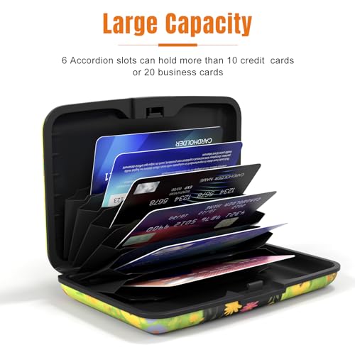 Image of Rimilak Aluminuml Credit Card Holder, Mini Credit Card Wallet RFID Blocking Slim Metal Hard Case for Women Men, Cute Cat