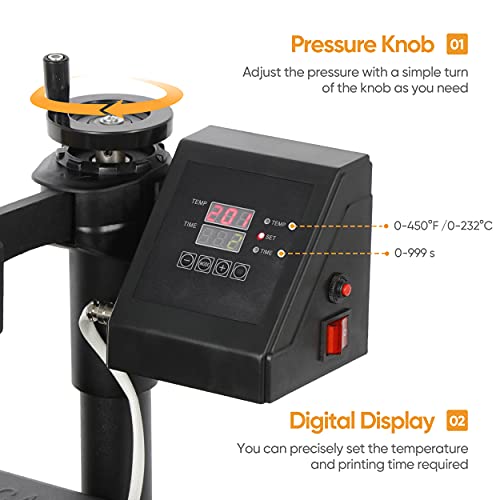 Nouva 5 in 1 Heat Press Machine Pro Combo，12x15 Digital Multifunctional Sublimation Heat Transfer Machine，Swing-Away Printer for T Shirts Mug Plate Hat - Thumbnail 4