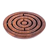 Ayhika IQ Wooden Maze Game Handcrafted Solid Labyrinth Mind Puzzle Maze Game for Kids 3 Metal Mind Travel Maze Ball Game Great for Hand Eye Coordination Gift