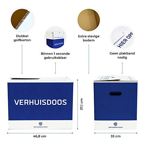 Verhuisdozen Professioneel - 10 stuks - 52 Liter - Dubbel golf karton - Autolock - Extra stevig - Afbeelding 3