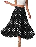 GRECERELLE Jupes Maxi d'Été pour Femmes Taille Élastique Fluide Coupe Évasée Jupe Longue pour Femmes UK avec Poches et Ourlet Asymétrique à Volants Boho Décontracté Jupes pour Dames, XXL