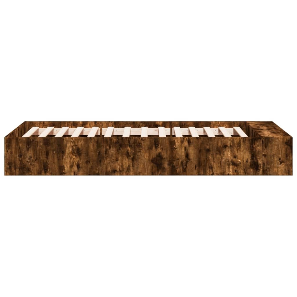 Rama łóżka rodzinnego łóżko podwójne łóżko sypialnia meble rama łóżka dąb wędzony 100 x 200 cm materiał drewnopochodny