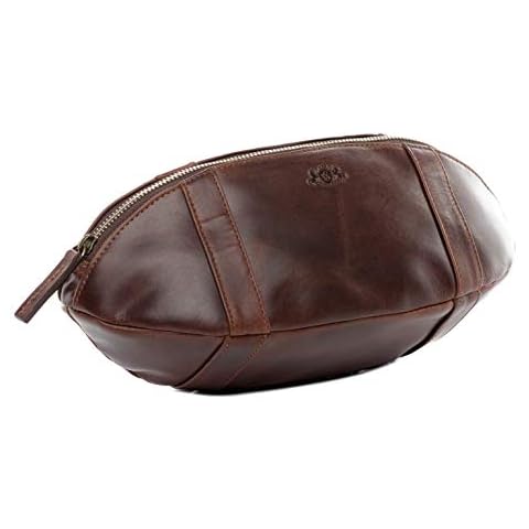 SID & VAIN wash Bag American Football Isaac Travel Overnight Wash Gym Shaving Bag for Men's Or Ladies  Real Leather Toiletry Bag Leather Bag Men Brown Cover