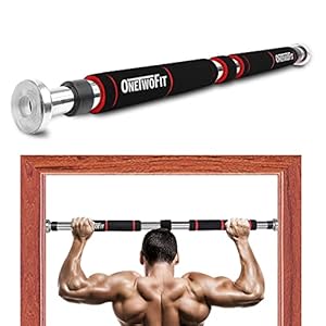 OneTwoFit Pull Up Bar Doorway Chin Up Bar Household Horizontal Bar Home Gym Exercise Fitness(25.6 to 33.5 Inches Adjustable Length)HK664