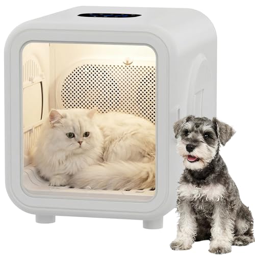 MOMOKOVA 75L Automatic Pet Dryer Box with Dual Motor Fan, Hands-Free Dryer for Cats & Dogs, 360° Drying, 5 Modes, Adjustable Temperature, 3 Wind Speeds, Timer, Pet Windows & Overheat Protection