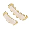 Grillz Teeth Set, Birthday Gifts Safe Luxury Hip Hop Teeth, Hip Hop Show for Halloween Party(New Three-Row Diamond Set Gold) #4