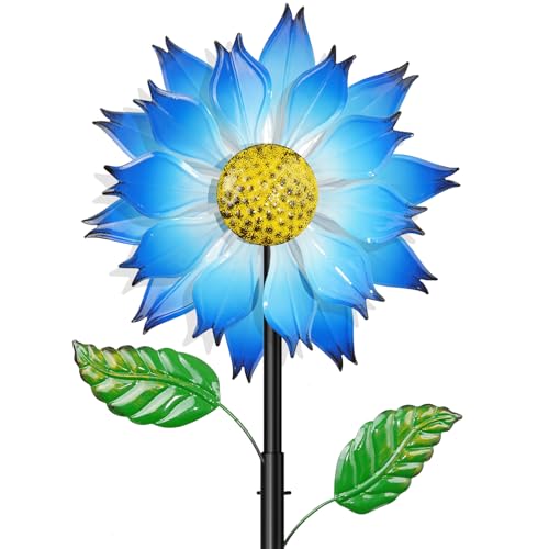 Wind Spinners Outdoor, Wind Sculptures Windmill with 5 Prong Stake