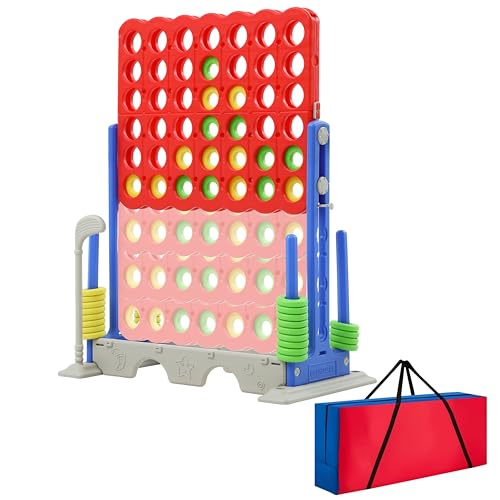 Image of SDADI Height Adjustable Giant 4-in-Row Connect Game with Bag, 2-in-1 Jumbo 4-to-Score and Golf Game Set, Party, Indoor & Outdoor, Kids to Adults Family Game, Blue
