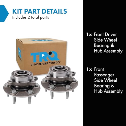 Image of TRQ Front Wheel Bearing and Hub Assembly Set 2 Piece Compatible with 19-23 Chevrolet Silverado 1500 4WD 21-23 Tahoe 4WD 19-23 GMC Sierra 1500 4WD 21-23 Cadillac Escalade 4WD 21-23 Escalade ESV 4WD