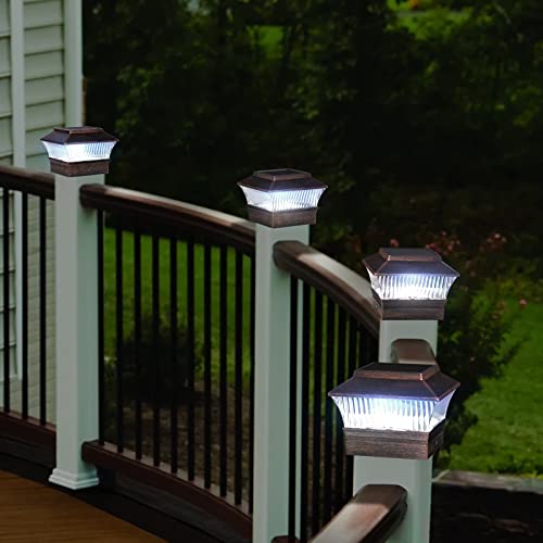 Solar Post Lights Outdoor Led Deck Fence Patio Cap Lights Garden Decoration Lighting For 3.5X3.5 4X4 5X5 6X6 Wood Post 4 Pack Bronze #TOP5