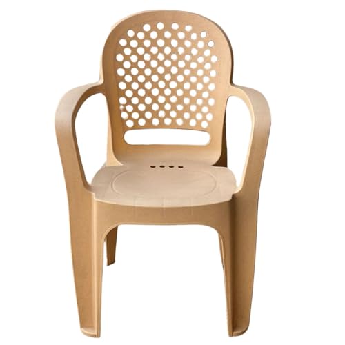 Image of Cello Crystal Armrest Plastic Chair with Matt Finish | Chairs for Living Room, Garden, Home Indoor and Outdoor Use (Colour: Marble Beige, Set of 4)