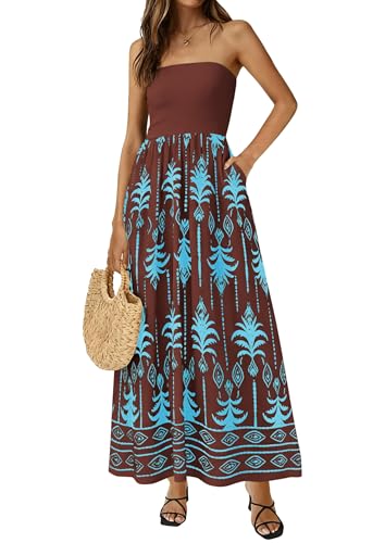 PRETTYGARDEN Women's Strapless Maxi Dress 2026 Summer Floral Tube Top