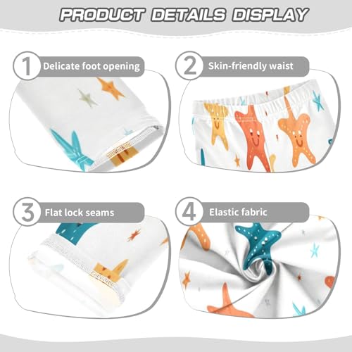 Bolaz Toddler Girls Leggings Printed Yoga Pants Leggings Orange Blue Starfish for Kids3