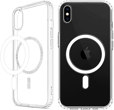 Clear Magnetic Case Compatible with i-Phone X/Xs -Ready Slim Hybrid Cover with Hard Back and Shockproof Silicone Frame i-Phone X/ XS Magnetic Clear Case