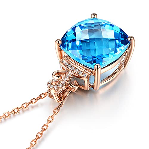 Collier aigue-marine en argent 925 et or rose, le cadeau de fiançailles idéal pour elle