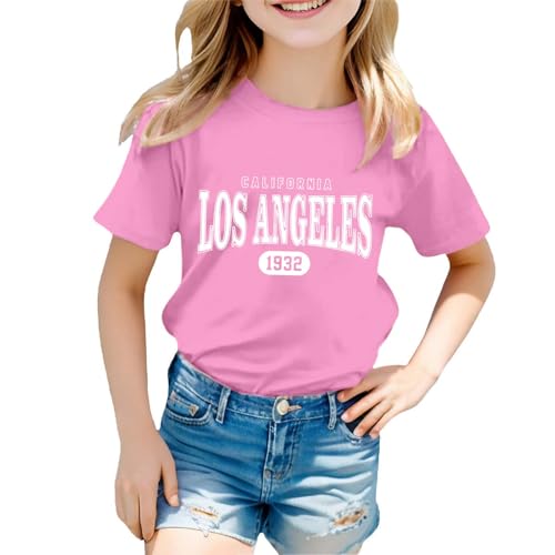 Camiseta de Verano para niñas, Elegante Ligera de Manga Corta Estampados cómoda y Suave Camiseta Casual para niños