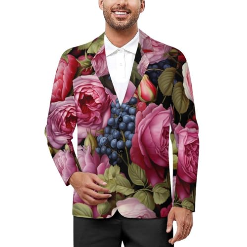 Flowers and Grapes Men's Casual Blazers Slim Fit Sport Coats Blazer Two Buttons Suit Jacket for Work Party