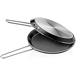 Sartenes Especiales MOPITA Q.b - Sartén antiadherente (20 cm de diámetro, para todas las cocinas (no inducción) de 4 capas, fondo de aluminio de 2 mm, 2 sartenes con cierre hermético, Made in Italy