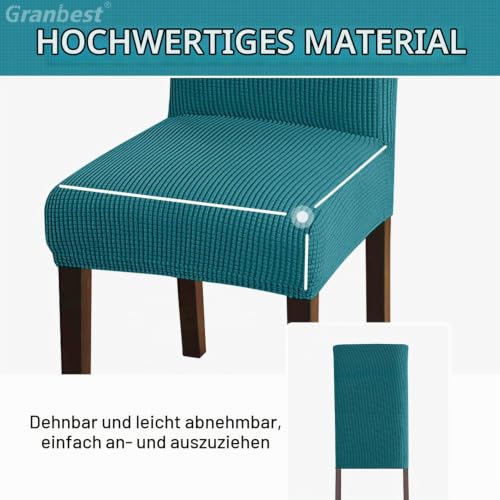 Granbest Hohe Dehnung Stuhlhussen, Universelle Passform Jacquard Esszimmerstühle Bezüge, Abnehmbare Stuhl Protektors für Esszimmer, Küche… – Ansicht 4