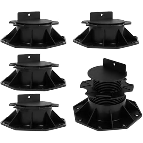 RVEFOT 5Pcs Deck Support Pedestals Height Adjustable, Deck Raising Support Base, Plastic Pedestal Paver, Sturdy Floor Support Lift Bearing Set for Wood WPC Aluminum (60-140mm) Cover