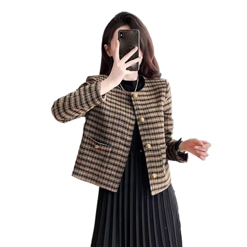 Veste en laine à carreaux femme isolante et structurée style chic