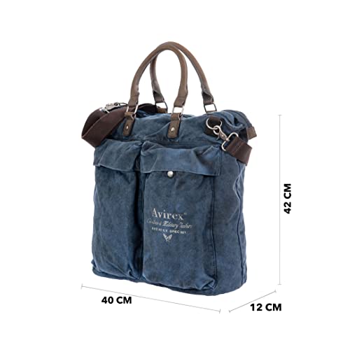 Bolso shopper Avirex espacioso de canvas azul con correa cómoda 2