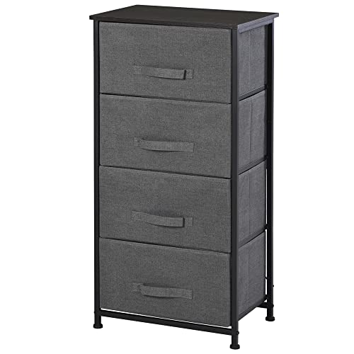 HOMCOM Commode en Tissu Meuble de Rangement 3 tiroirs chiffonnier dim. 45L x 30l x 71H cm Cadre en métal Noir