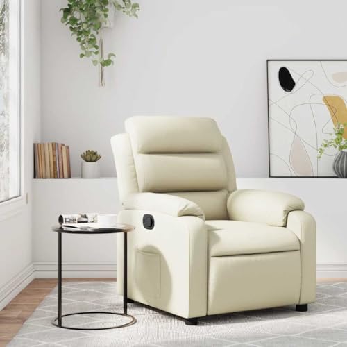 KTHLBRH Sillón reclinable de Cuero sintético Crema Sillón Reclinable Eléctrico con Función de Inclinación y Acolchado Cómodo