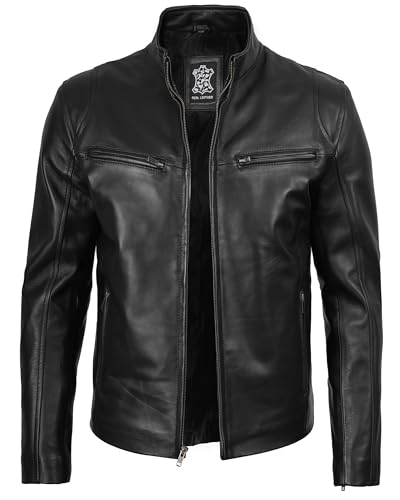 fjackets Men Leather Jacket - Cafe Racer Real Leather Jackets for Men Stylish Lambskin Leather Jacket Men's2