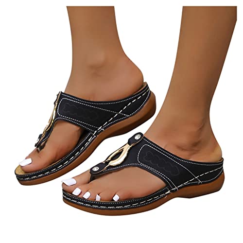 Shakumy Sandals for Women Casual Summer,Women's Hollow Out Slip On Sandals Rhinestones Clip Toe Slippers Beach Flip Flops