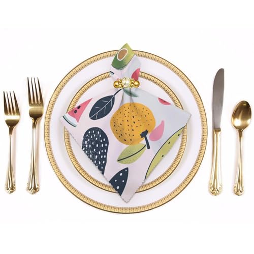 Servilletas de tela reutilizables con estampados frutales lavables para mesa 4