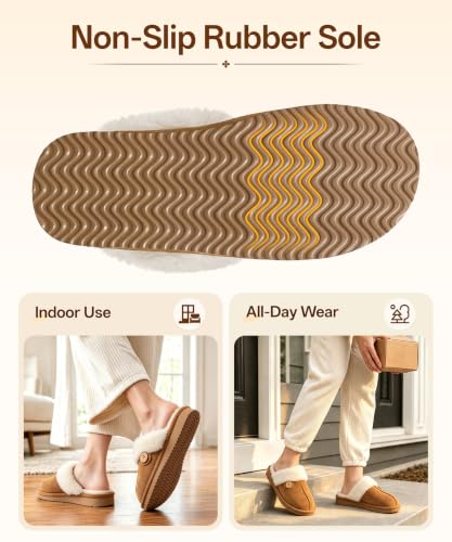 Image of Litfun Fuzzy Memory Foam Slippers for Women Indoor Outdoor House Shoes