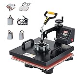 CREWORKS Heat Press Machine 15x15 Inch, T Shirt Transfer Press with 8 in 1 Mug Plate Cap Set, 360 Swing Away Sublimation Heat Press for T Shirt Mug Hat Cup Shoes (15x15 Inch 8 in 1)