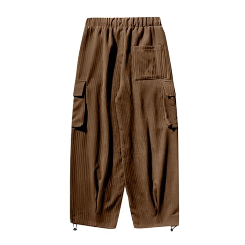 Mens Corduroy Sweatpants with Cargo Pocket Oversized Elastic Waist Baggy Straight Slacks Pants Work Casual2