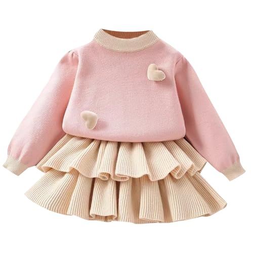 Mädchen Strickpullover-Kleid-Set, langärmelig, gestufter Rock,...