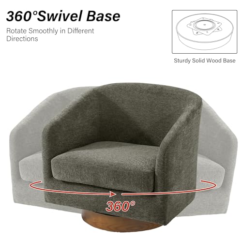 Sillón giratorio redondo chenille tan moderno miniatura 3