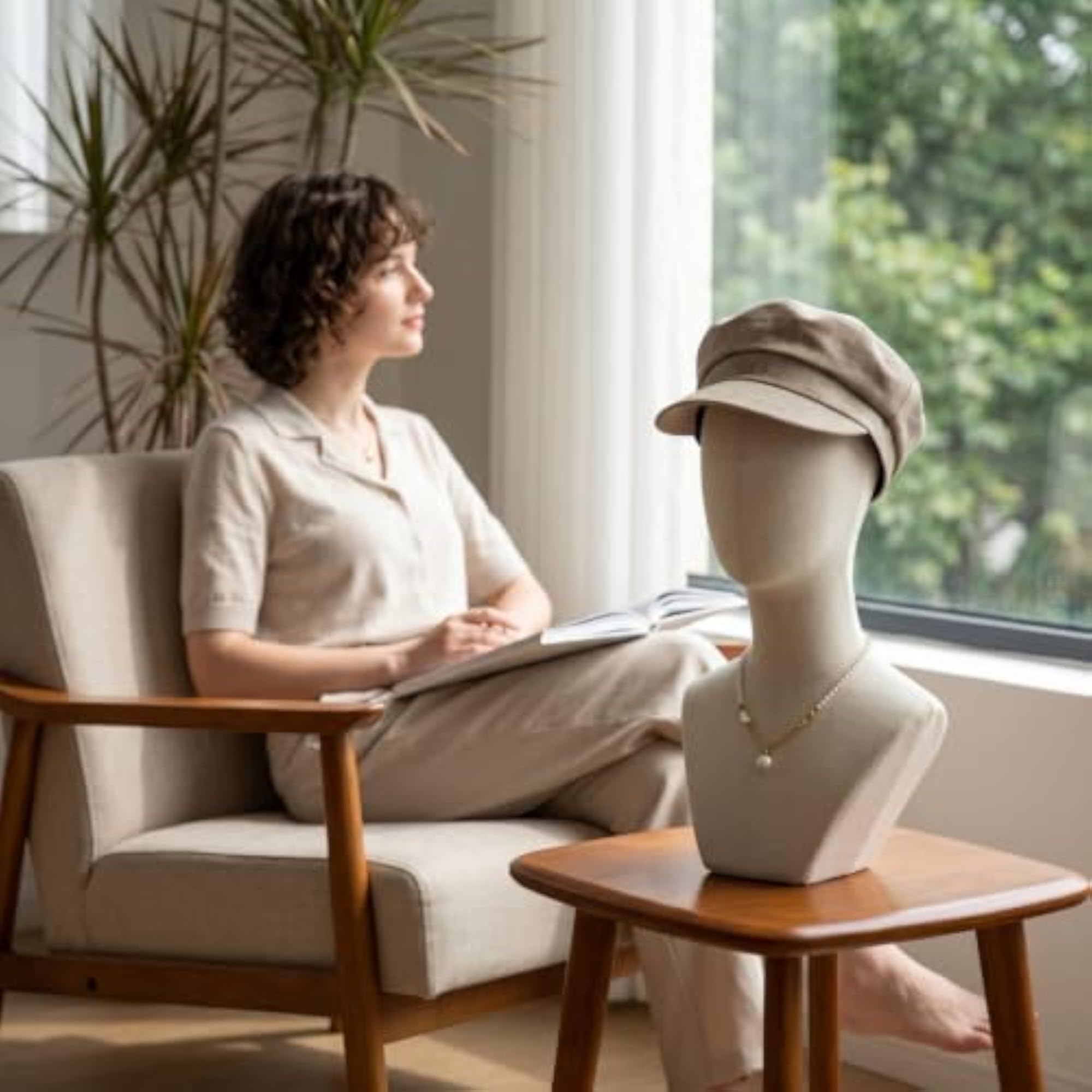 Cloth-Covered Hair Display Form for Boutiques