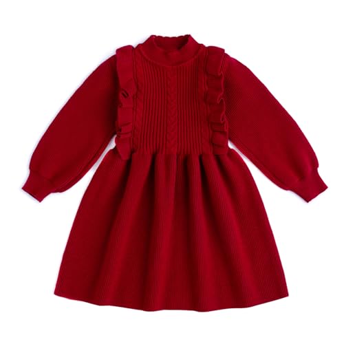 Simplee kids Baby Little Girls' Long Sleeve Sweater Dress Knit Warm Sweater Outfit Dress for Toddler Girls 6M-5T