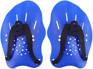 Swim Paddles for Lap Swimming, HacoFlash Swim Training Hand Paddles with Adjustable Straps, Swimming Equipment for Women Men Children (1 Pair, Blue)
