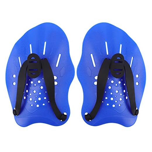 Grstltd Swimming Paddles for Hands, Swimming Training Hand Paddles with Adjustable Straps, Swim Paddles for Adult Children Unisex Professional Swimming Accessories (1 Pair) (Blue)