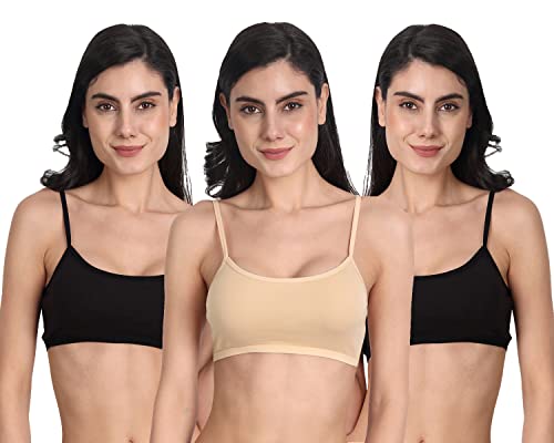 Image of Aimly Women's Cotton Non-Padded Non-Wired Low Coverage Sports Bra Pack of 3