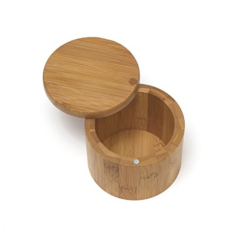 Lipper International Bamboo Wood Salt or Spice Box with Swivel Cover, 3-1/2