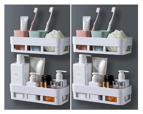 Claiez Plastic Bathroom Organiser, Self Adhesive Bathroom Shelf for Wall, Washroom Organizer, Bathroom Rack Stand Without Drilling (4 Pcs) (B0D49MCV9K) Amazon Price History, Amazon Price Tracker