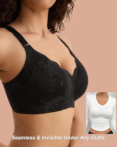 Wireless Jelly Bras for Women No Underwire, Seamless Comfortable Jacquard Bralettes, Padded Convertible Bra Sets4