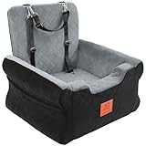 GL GLENSLAVE Hunde-Autositze für kleine bis mittelgroße Hunde, Erhöhter Hunde-Booster-Sitz mit Memory-Schaum, Abnehmbarer & waschbarer Autositz für Haustiere (Schwarz/Grau)