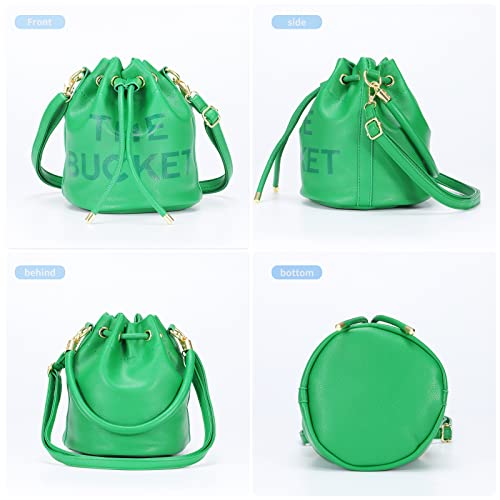 Image of JQAliMOVV Mini Leather Bucket Bags for Women Drawstring Bucket Purse Crossbody Handbags Hobo Bag