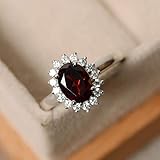 ArenaWorld - Anillo de Compromiso Hecho a Mano con Piedra de Granate de hessonita de Plata de Ley 925
